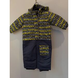 Iceburg Outerwear Toddler Snow Suit Yellow Gray Zig Zag One Piece 18M
